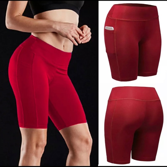 Biker Shorts with Pockets ~ Wine Red - Picture 1 of 11